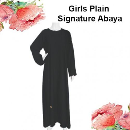 Girls plain signature abaya (HA006)-(Sizes 32 -42)